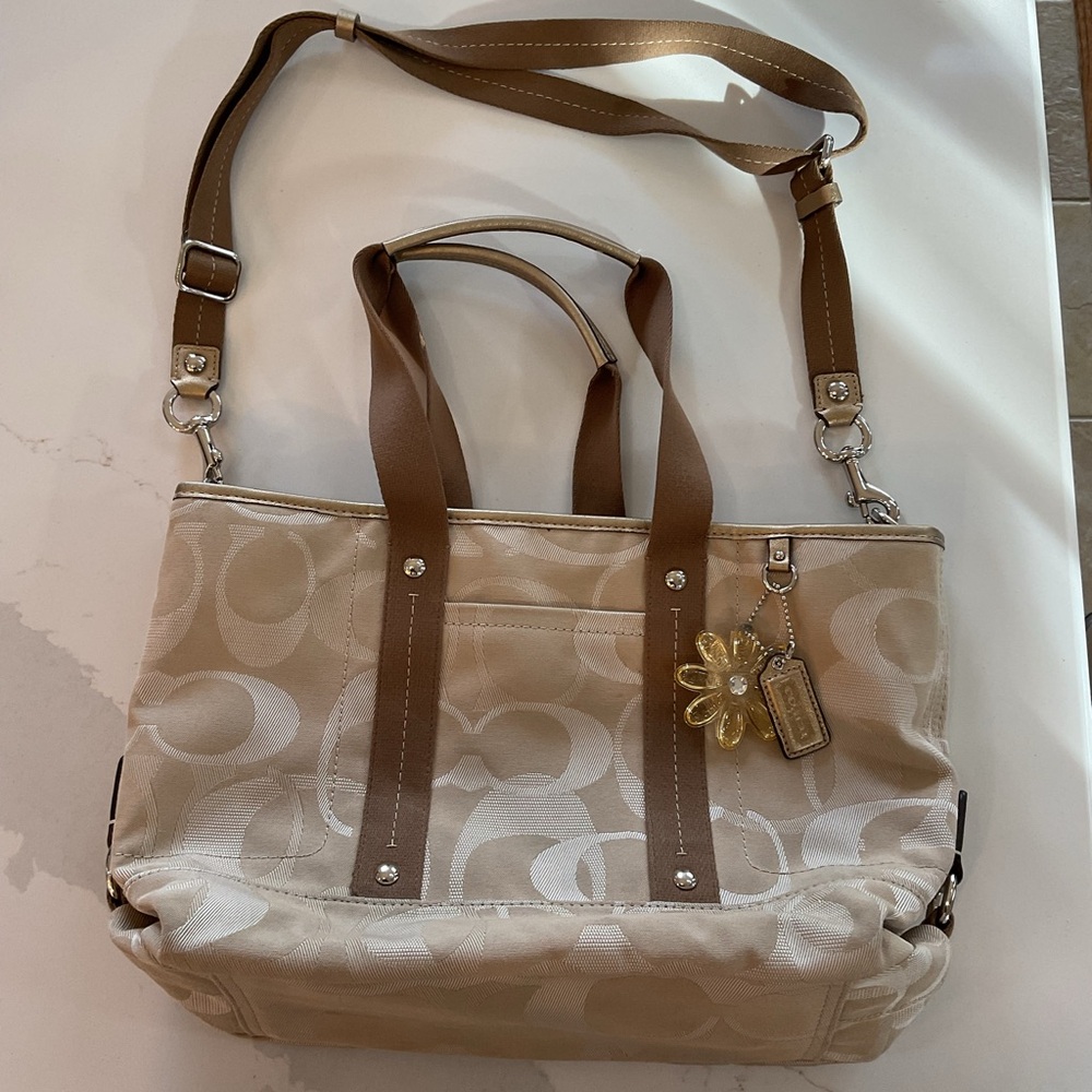 Coach Tan and Cream Bag
